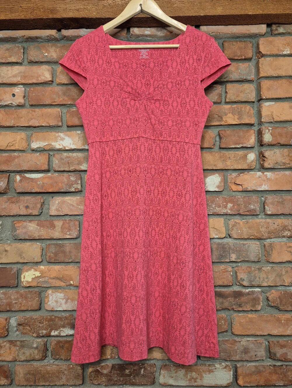 Toad&Co Organic Cotton Tencel Geometric Print Fit Flare Empire Waist Midi Dress